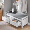SoBuy FSR74-W Banc à Chaussures Meuble Chaussure Entrée - Banc de Rangement avec Tiroirs Fermés + Coussin Confortable - Rangement Chaussures pour Entrée, Salon ou Chambre - Blanc, 100x40x40cm