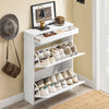SoBuy FSR78-L-W Meuble Chaussure Rangement Chaussure 2 Abattants, Armoire à Chaussures Entrée, Meuble à Chaussures Range Chaussures 12 Paires pour Couloir, Entrée 75x24x96cm Blanc
