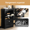 SoBuy FSR78-SCH Meuble Chaussure Rangement Chaussure avec 2 Abattants, Armoire à Chaussures Entrée, Meuble à Chaussures, Range Chaussures 8 Paires, pour Couloir, Entrée, 54x24x83 cm, Noir