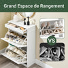 SoBuy FSR78-WG Meuble Chaussure Rangement Chaussure avec 2 Abattants, Armoire à Chaussures Entrée Meuble à Chaussures Range Chaussures 8 Paires pour Couloir Entrée 54x24x82 cm Effet bois vieilli Blanc