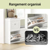 SoBuy FSR78-W Meuble Chaussure Rangement Chaussure avec 2 Abattants, Armoire à Chaussures Entrée, Meuble à Chaussures, Range Chaussures 8 Paires, pour Couloir, Entrée, 54x24x83 cm, Blanc