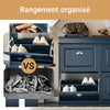 SoBuy FSR79-B Meuble Chaussure Rangement Chaussure avec 4 Abattants, Armoire à Chaussures Entrée, Meuble à Chaussures, Range Chaussures 16 Paires, pour Couloir, Entrée, 105x24x83 cm, Bleu