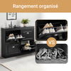 SoBuy FSR79-SCH Meuble Chaussure Rangement Chaussure avec 4 Abattants, Armoire à Chaussures Entrée, Meuble à Chaussures, Range Chaussures 16 Paires, pour Couloir, Entrée, 105x24x83 cm, Noir