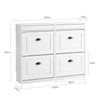 SoBuy FSR79-WG Meuble Chaussure Rangement Chaussure 4 Abattants Armoire à Chaussures Entrée, Meuble à Chaussures Range Chaussures 16 Paires pour Couloir Entrée 103x23x82cm Effet Bois Vieilli Blanc