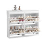SoBuy FSR79-WG Meuble Chaussure Rangement Chaussure 4 Abattants Armoire à Chaussures Entrée, Meuble à Chaussures Range Chaussures 16 Paires pour Couloir Entrée 103x23x82cm Effet Bois Vieilli Blanc