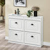 SoBuy FSR79-WG Meuble Chaussure Rangement Chaussure 4 Abattants Armoire à Chaussures Entrée, Meuble à Chaussures Range Chaussures 16 Paires pour Couloir Entrée 103x23x82cm Effet Bois Vieilli Blanc