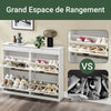 SoBuy FSR79-WG Meuble Chaussure Rangement Chaussure 4 Abattants Armoire à Chaussures Entrée, Meuble à Chaussures Range Chaussures 16 Paires pour Couloir Entrée 103x23x82cm Effet Bois Vieilli Blanc