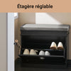 SoBuy FSR82-K-SCH Meuble Chaussure Banc d’Entrée - Banc à Chaussures avec Rangement à Abattant et Coussin - Rangement Chaussures pour Couloir ou Salon - Capacité 150kg, Noir, 61x24x51cm