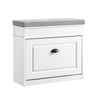 SoBuy FSR82-K-WG Meuble Chaussure Banc d'Entrée - Banc à Chaussures avec Rangement à Abattant et Coussin Rangement Chaussures pour Couloir, Salon 61x24x51cm, Capacité 113kg, Effet Bois Vieilli Blanc