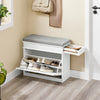 SoBuy FSR82-K-WG Meuble Chaussure Banc d'Entrée - Banc à Chaussures avec Rangement à Abattant et Coussin Rangement Chaussures pour Couloir, Salon 61x24x51cm, Capacité 113kg, Effet Bois Vieilli Blanc
