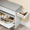 SoBuy FSR82-K-WG Meuble Chaussure Banc d'Entrée - Banc à Chaussures avec Rangement à Abattant et Coussin Rangement Chaussures pour Couloir, Salon 61x24x51cm, Capacité 113kg, Effet Bois Vieilli Blanc