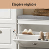SoBuy FSR82-K-W Banc à Chaussures Meuble à Chaussures avec Assise Coussin Rembourré et Abattant Banc de Rangement à Chaussures 60x24x51 cm – Blanc