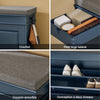 SoBuy FSR82-L-B Meuble Chaussure d’Entrée - Banc à Chaussures avec Rangement à Abattant et Coussin - Banc de Rangement Chaussures pour Couloir ou Salon - 75x24x51 cm, Capacité 150kg, Bleu