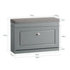 SoBuy FSR82-L-HG Meuble Chaussure d’Entrée - Banc à Chaussures avec Rangement à Abattant et Coussin - Banc de Rangement Chaussures pour Couloir ou Salon - 75x24x51 cm, Capacité 150kg, Gris