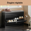 SoBuy FSR82-L-SCH Banc à Chaussures, Meuble à Chaussures avec Assise Coussin Rembourré et 1 Abattant, Rangement à Chaussure, Banc de Rangement pour Salon, Entrée, Chambre, L75xP24xH51 cm, Noir