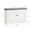 SoBuy FSR82-L-W Meuble Chaussure Banc d’Entrée - Banc à Chaussures avec Rangement à Abattant et Coussin - Rangement Chaussures pour Couloir ou Salon - 75x24x51 cm, Capacité 150kg, Blanc