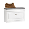 SoBuy FSR82-L-W Meuble Chaussure Banc d’Entrée - Banc à Chaussures avec Rangement à Abattant et Coussin - Rangement Chaussures pour Couloir ou Salon - 75x24x51 cm, Capacité 150kg, Blanc