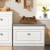 SoBuy FSR82-L-W Meuble Chaussure Banc d’Entrée - Banc à Chaussures avec Rangement à Abattant et Coussin - Rangement Chaussures pour Couloir ou Salon - 75x24x51 cm, Capacité 150kg, Blanc