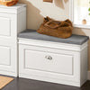 SoBuy FSR82-L-W Meuble Chaussure Banc d’Entrée - Banc à Chaussures avec Rangement à Abattant et Coussin - Rangement Chaussures pour Couloir ou Salon - 75x24x51 cm, Capacité 150kg, Blanc