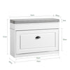 SoBuy FSR82-L-WG Meuble Chaussure Banc d'Entrée - Banc à Chaussures avec Rangement à Abattant et Coussin Rangement Chaussures pour Couloir, Salon 75x24x51cm, Capacité 180kg, Effet Bois Vieilli Blanc