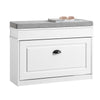 SoBuy FSR82-L-WG Meuble Chaussure Banc d'Entrée - Banc à Chaussures avec Rangement à Abattant et Coussin Rangement Chaussures pour Couloir, Salon 75x24x51cm, Capacité 180kg, Effet Bois Vieilli Blanc