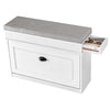 SoBuy FSR82-L-WG Meuble Chaussure Banc d'Entrée - Banc à Chaussures avec Rangement à Abattant et Coussin Rangement Chaussures pour Couloir, Salon 75x24x51cm, Capacité 180kg, Effet Bois Vieilli Blanc