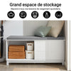 SoBuy FSR86-W Banc Chaussures Rembourré - Meuble Chaussures Entrée avec 2 Porte Coulissantes, Rangement Caché et Commode à Chaussures - Banquette Confortable en Bois, 114x40x53 cm