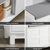 SoBuy FSR86-W Banc Chaussures Rembourré - Meuble Chaussures Entrée avec 2 Porte Coulissantes, Rangement Caché et Commode à Chaussures - Banquette Confortable en Bois, 114x40x53 cm