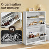 SoBuy FSR87-W Meuble de Rangement à Chaussures Armoire à Chaussures Commode à Chaussures 2 abattants et Compartiment supplémentaire 80x24x110 cm