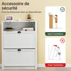 SoBuy FSR87-W Meuble de Rangement à Chaussures Armoire à Chaussures Commode à Chaussures 2 abattants et Compartiment supplémentaire 80x24x110 cm
