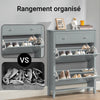 SoBuy FSR89-HG Meuble Chaussure Entrée à Abattants et Tiroir – Armoire à Chaussures Fine Rangement Chaussures Gris 80x25x108 cm, Grande Capacité, Design Compact
