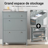 SoBuy FSR89-HG Meuble Chaussure Entrée à Abattants et Tiroir – Armoire à Chaussures Fine Rangement Chaussures Gris 80x25x108 cm, Grande Capacité, Design Compact