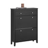 SoBuy FSR89-SCH Armoire à Chaussures Commode à Chaussures Meuble de Rangement à Chaussures 2 abattants Meuble d'entrée Coffre Rangement pour Chaussures avec Un Grand Tiroir Noir – 80x25x108 cm