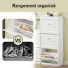 SoBuy FSR94-W Meuble Chaussure Rangement Chaussure avec 3 Abattants, Armoire à Chaussures Entrée, Meuble à Chaussures, Range Chaussures 12 Paires, pour Couloir, Entrée, 53x24x117 cm, Blanc
