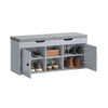 SoBuy FSR96-DG Meuble Chaussure Banc à Chaussures avec Coussin Rembourré, 2 Portes, 3 Étagères Réglables – Rangement Chaussures Moderne pour Meuble d’Entrée – 150kg – Gris 100x34x47cm