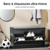 SoBuy FSR98-L-SCH Banc Chaussures Entrée Meuble Chaussure avec Assise Coussin Rembourré et Abattant - Meuble de Rangement Chaussures, L80 x P26 x H45 cm - Capacité de Charge 155 kg, Noir