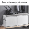 SoBuy FSR98-XL-W Banc Chaussures Entrée Meuble Chaussure avec Assise Coussin Rembourré et 2 Abattants - Meuble de Rangement Chaussures, L100 x P26 x H46 cm - Capacité de Charge 158 kg, Blanc