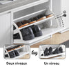 SoBuy FSR98-XL-W Banc Chaussures Entrée Meuble Chaussure avec Assise Coussin Rembourré et 2 Abattants - Meuble de Rangement Chaussures, L100 x P26 x H46 cm - Capacité de Charge 158 kg, Blanc