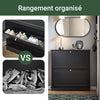 SoBuy FSR99-SCH Meuble à Chaussures Meuble Chaussures Entrée - 2 Abattants Fins Peu Encombrant + Rangement Compact pour 8-10 Paires - pour Couloir Appartement - Noir 76x18x78cm