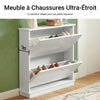 SoBuy FSR99-W Meuble à Chaussures Meuble Chaussures Entrée - 2 Abattants Fins Peu Encombrant + Rangement Compact pour 8-10 Paires - pour Couloir Appartement - Blanc 76x18x78cm