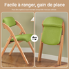SoBuy FST92-GR Chaise Pliante Bois Rembourrée Ergonomique - Chaise de Cuisine et de Bureau Compacte pour Salle à Manger ou Salon, pour Petits Espaces, Vert