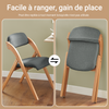 SoBuy FST92-SG Chaise Pliante Bois Rembourrée Ergonomique - Chaise de Cuisine et de Bureau Compacte pour Salle à Manger ou Salon, pour Petits Espaces, Gris Foncé