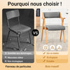 SoBuy FST98-HG Chaise Salle à Manger Pliante en Bois avec Coussin – Chaises de Cuisine et Chaise de Salon Pliable Confortable, Chaises Bois pour Bureau ou Jardin, Gain de Place, Gris