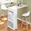 SoBuy FWT101-W Table de Bar Murale, Table Haute de Bar, Table de Cuisine, Table à Manger, Mange-Debout avec 1 Tiroir et 3 Étagères