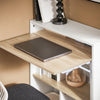 SoBuy FWT104-WN Petit Bureau Gaming avec Rangement et Plateau Rabattable Table de Bureau Compacte pour Ordinateur, Chambre ou Home Office Blanc Naturel 70x57x85cm