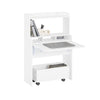 SoBuy FWT105-W Bureau Pliable, Bureau Multifonctionnel avec Etagères de Rangement et 1 Boîte de Rangement à Roulette