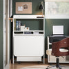 SoBuy FWT105-W Bureau Pliable, Bureau Multifonctionnel avec Etagères de Rangement et 1 Boîte de Rangement à Roulette