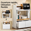 SoBuy FWT109-WN Bureau Pliant avec Étagères de Rangement et 2 Tiroirs Petit Bureau pour Ordinateur, Gaming ou Chambre, Desk Multifonctionnel Compacte Blanc Naturel 63x67x93 cm