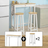 SoBuy FWT50-WN Set de 1 Table + 2 Tabourets Ensemble Table de Bar bistrot + 2 tabourets avec Repose-Pieds Table Mange-Debout Table Haute Cuisine – Blanc Naturel