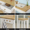 SoBuy FWT50-WN Set de 1 Table + 2 Tabourets Ensemble Table de Bar bistrot + 2 tabourets avec Repose-Pieds Table Mange-Debout Table Haute Cuisine – Blanc Naturel
